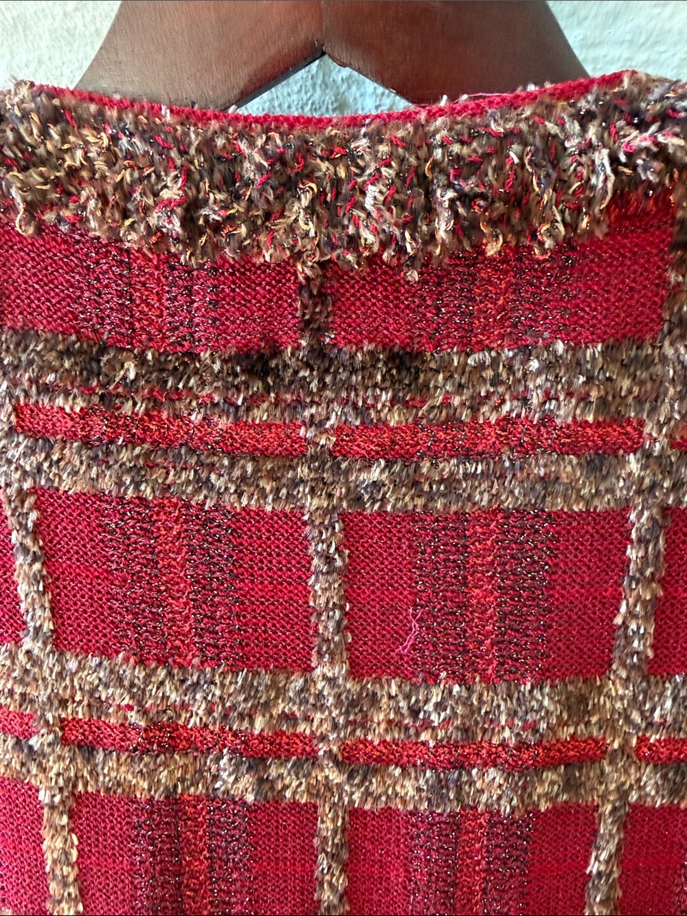 St. John Red & Brown Tweed Fringe-Trim Jacket - Picture 7 of 7